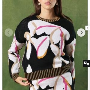 MAUDE VIVANT Petals Morgan Pullover Abstract Crewneck Sweater SOLD OUT ONLINE